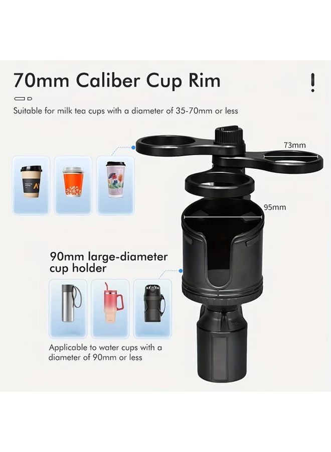 Black Rotatable Car Cup Holder Expander 4 Cup Multi Functional Organizer - Image 3